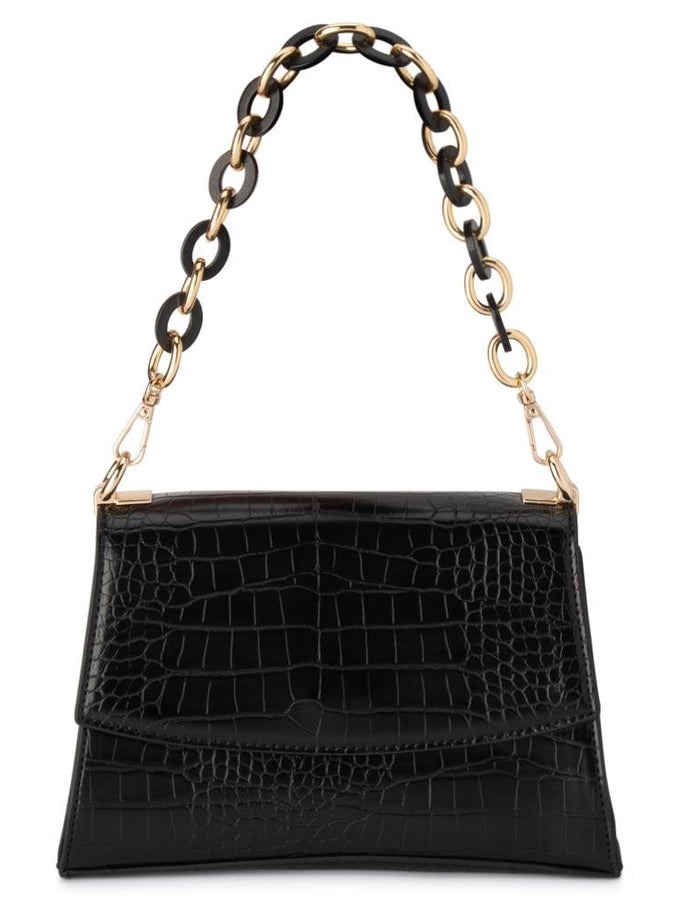 Olga Berg | Romy Curved Base Chain Bag - Black